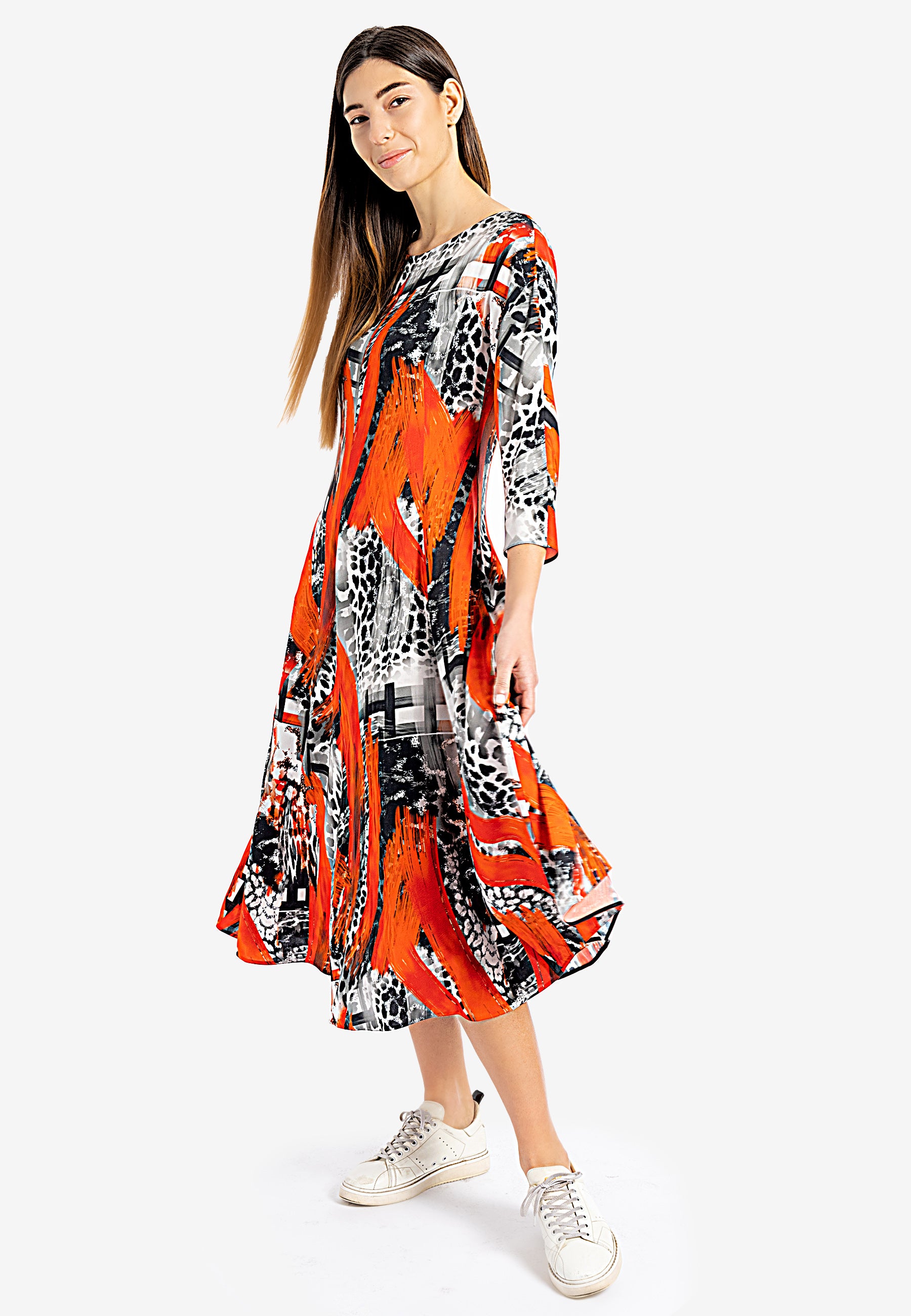 Giove Boat Neck Kimono Sleeve Midi ...